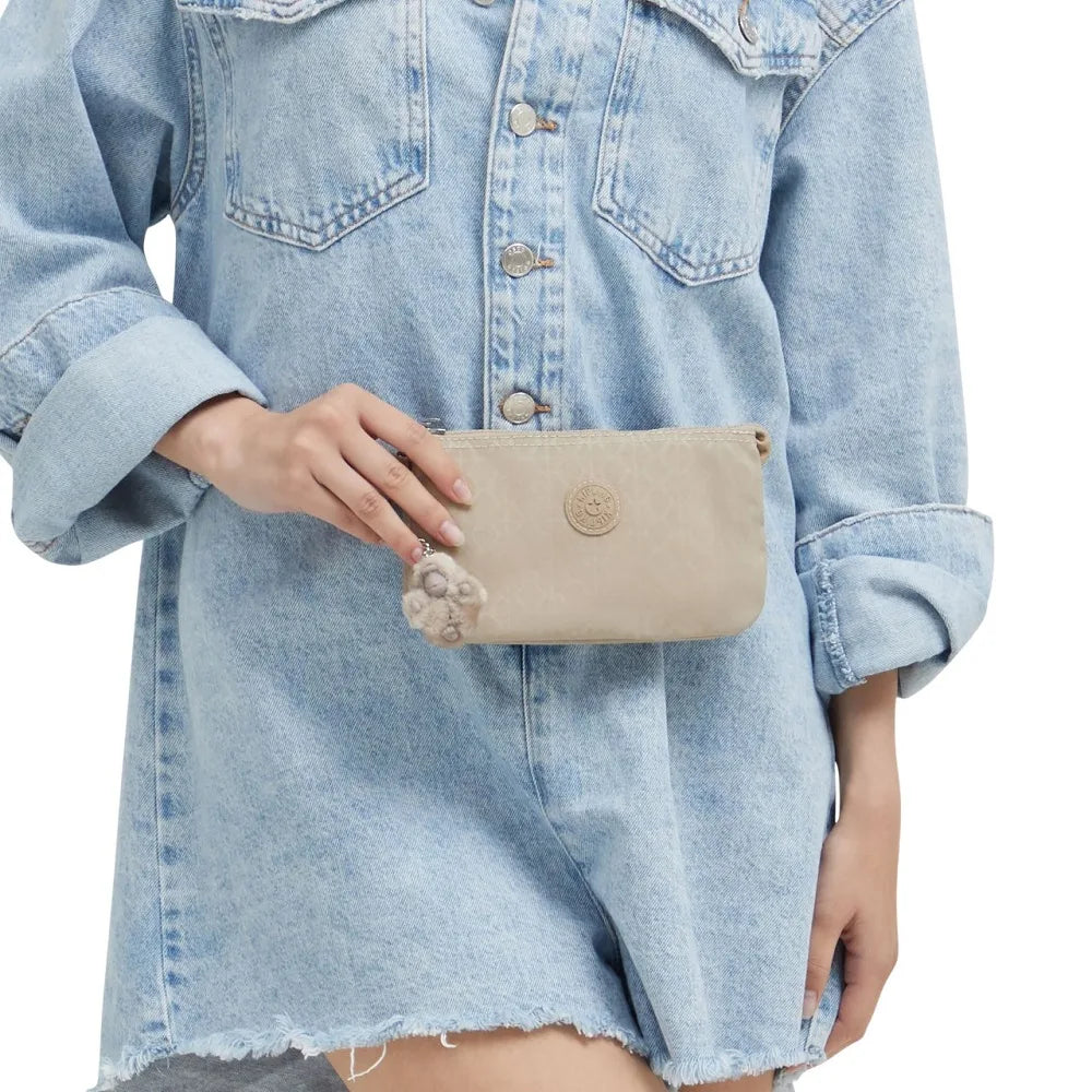 Trousse donna Kipling Creativity L Beige Sign Emb