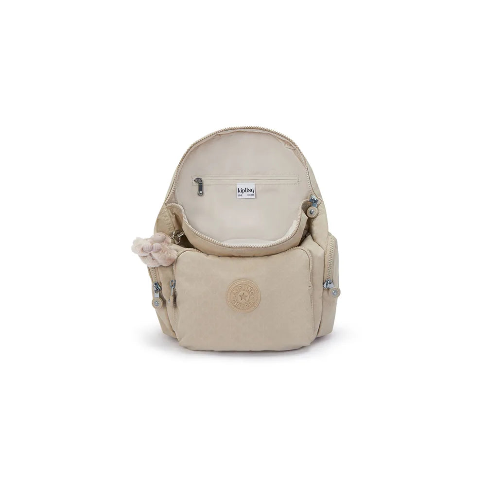 Zaino donna Kipling City Zip S Sign Beige Emb