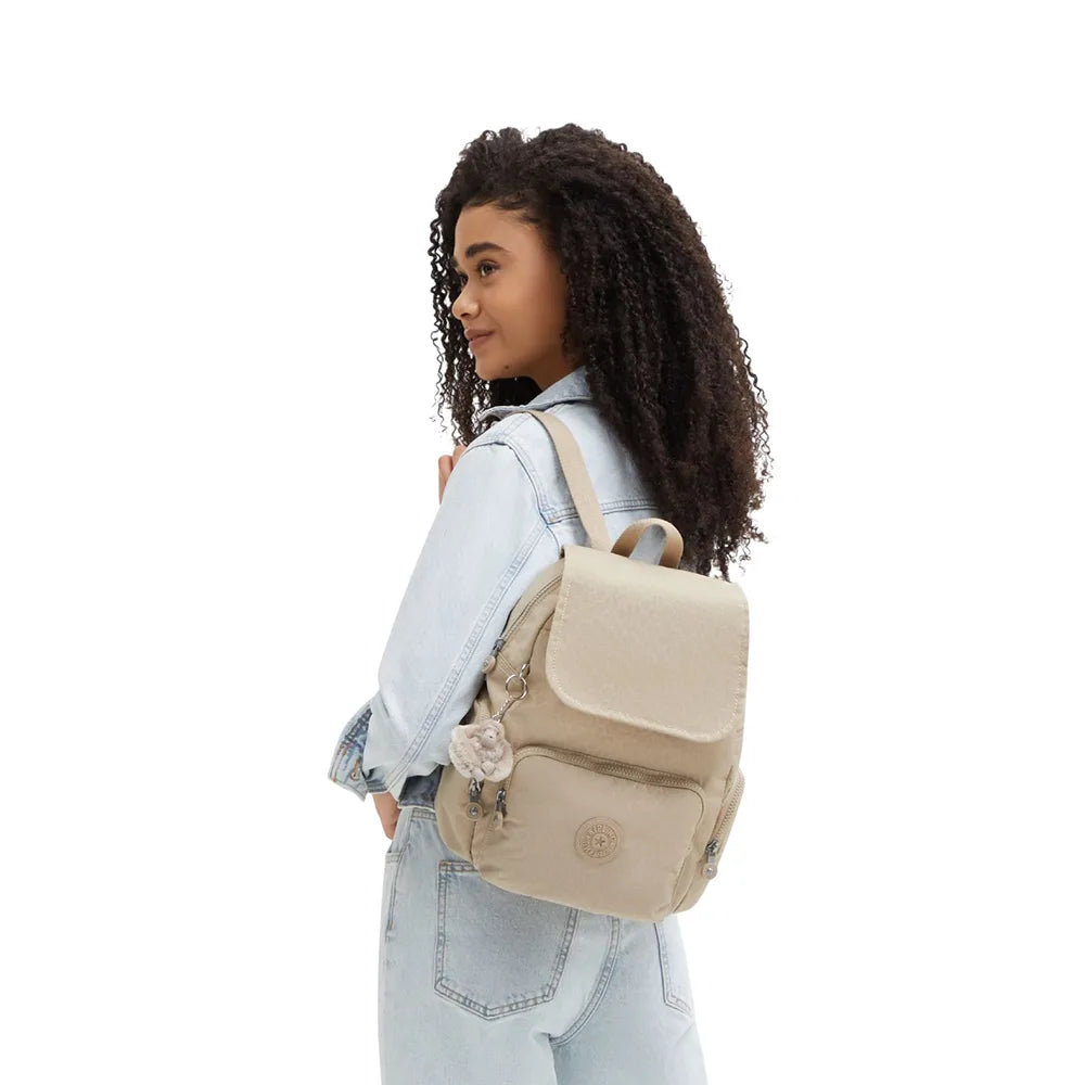 Zaino donna Kipling City Zip S Sign Beige Emb